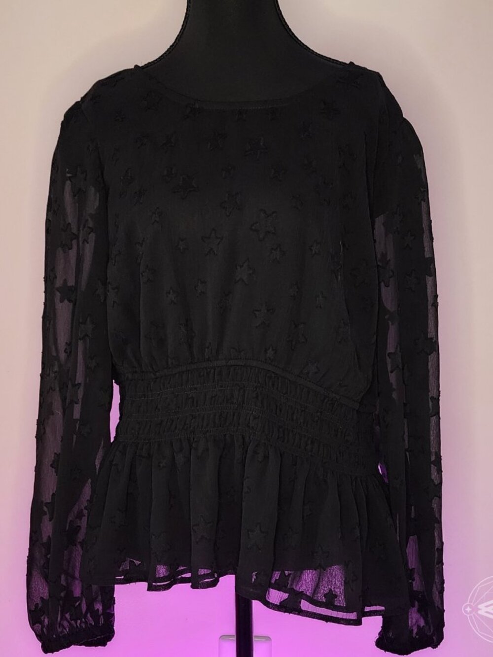 Like New! Torrid Sheer Stars Smocked Waist Crinkle Chiffon